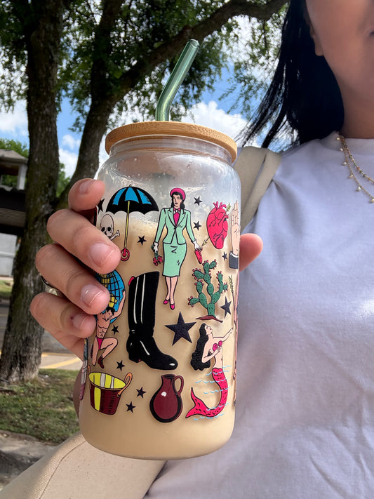 Loteria Iced Coffee Glass Cup