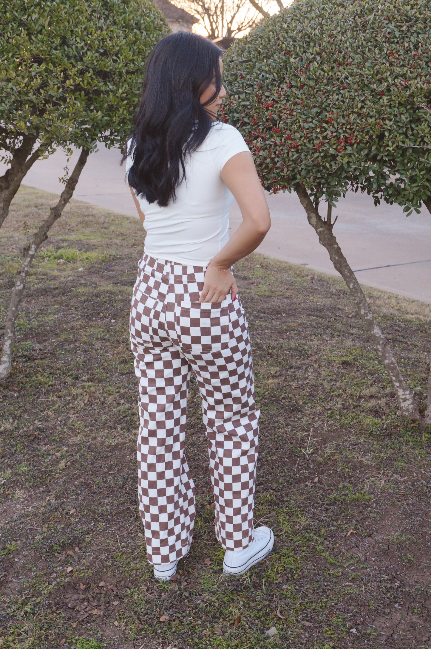 Brown Checkered Pants