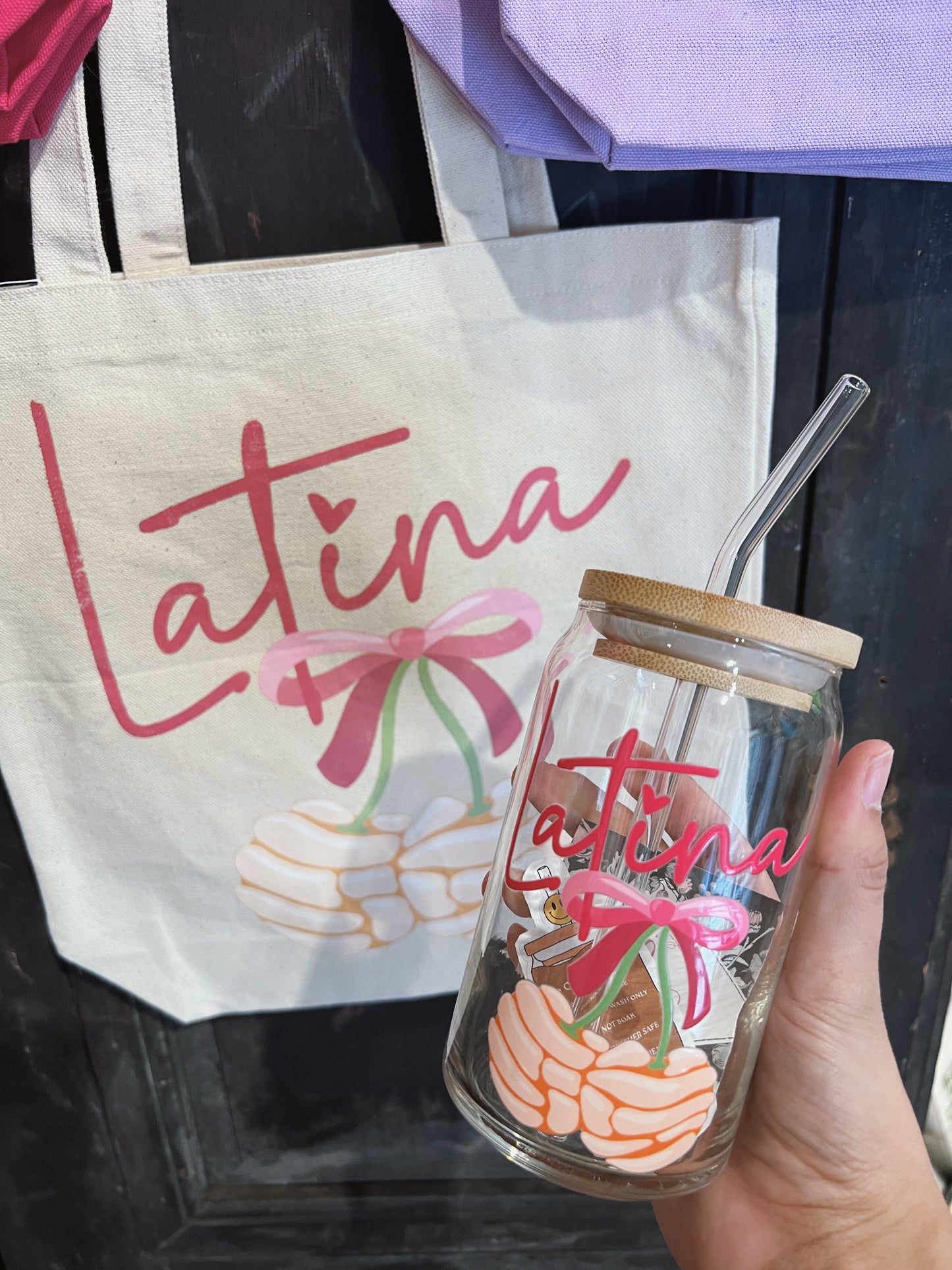 Latina Glass cup & tote