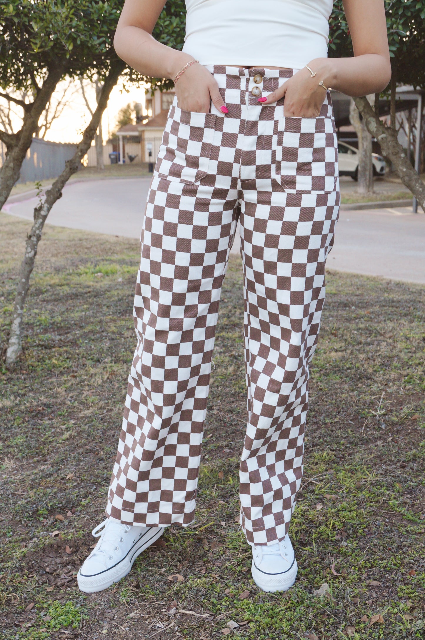 Brown Checkered Pants